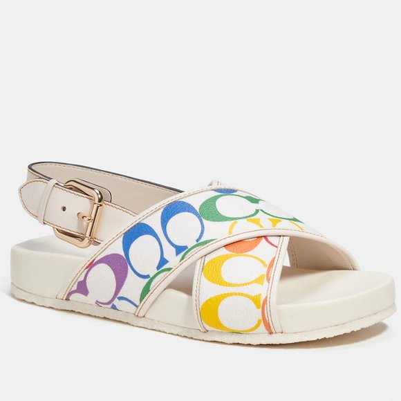 🌈 Coach Adora Sandal In Rainbow Signature Canvas - Picture 2 of 13
